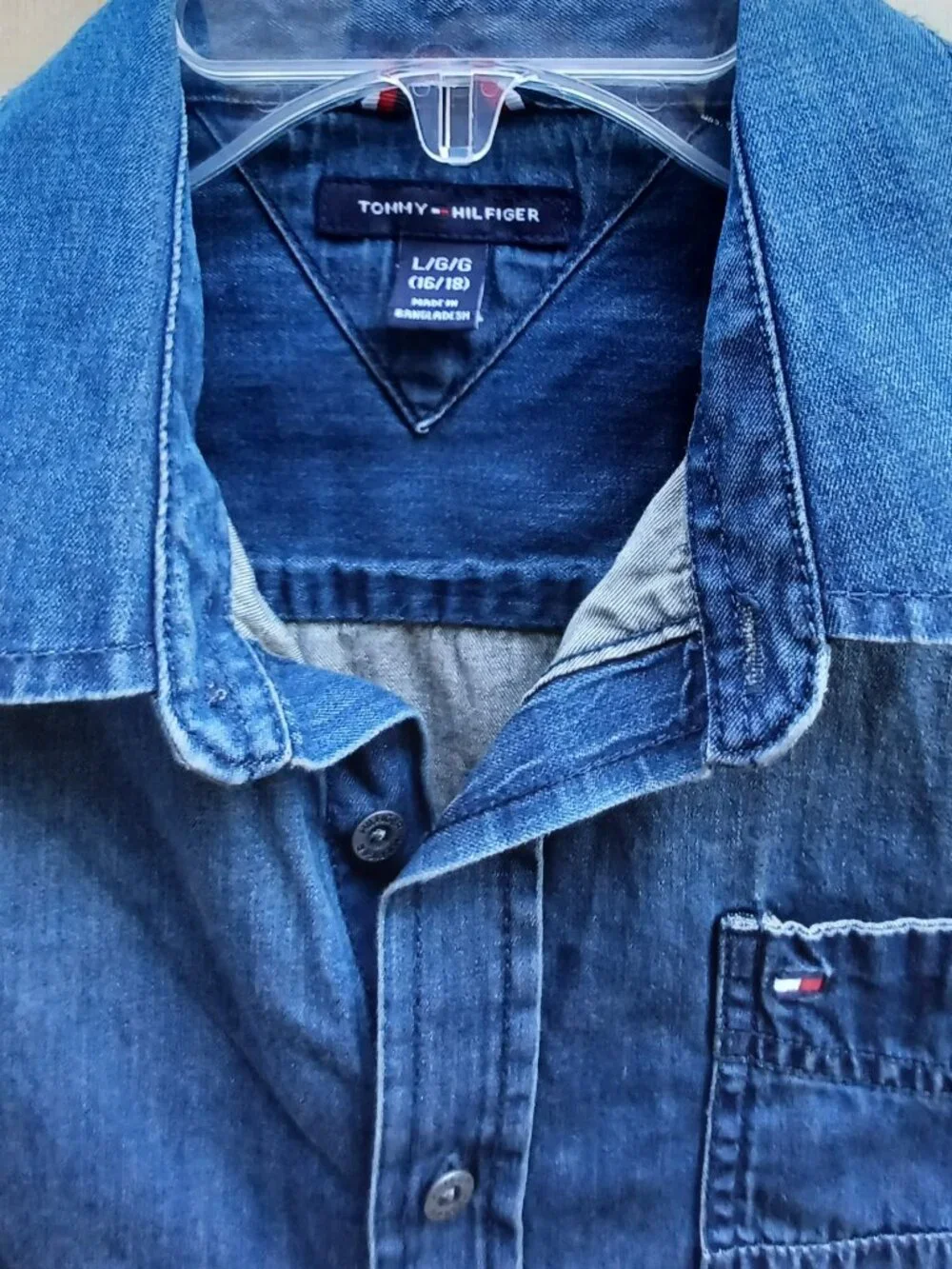 Tommy Hilfiger Denim Long Sleeve Button Up Shirt Boy's Size Large